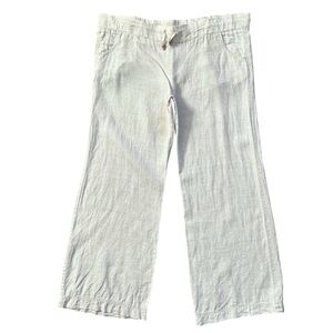 ecoSkin 100% Linen High Rise Wide Leg Pants Natural Beige Size Large